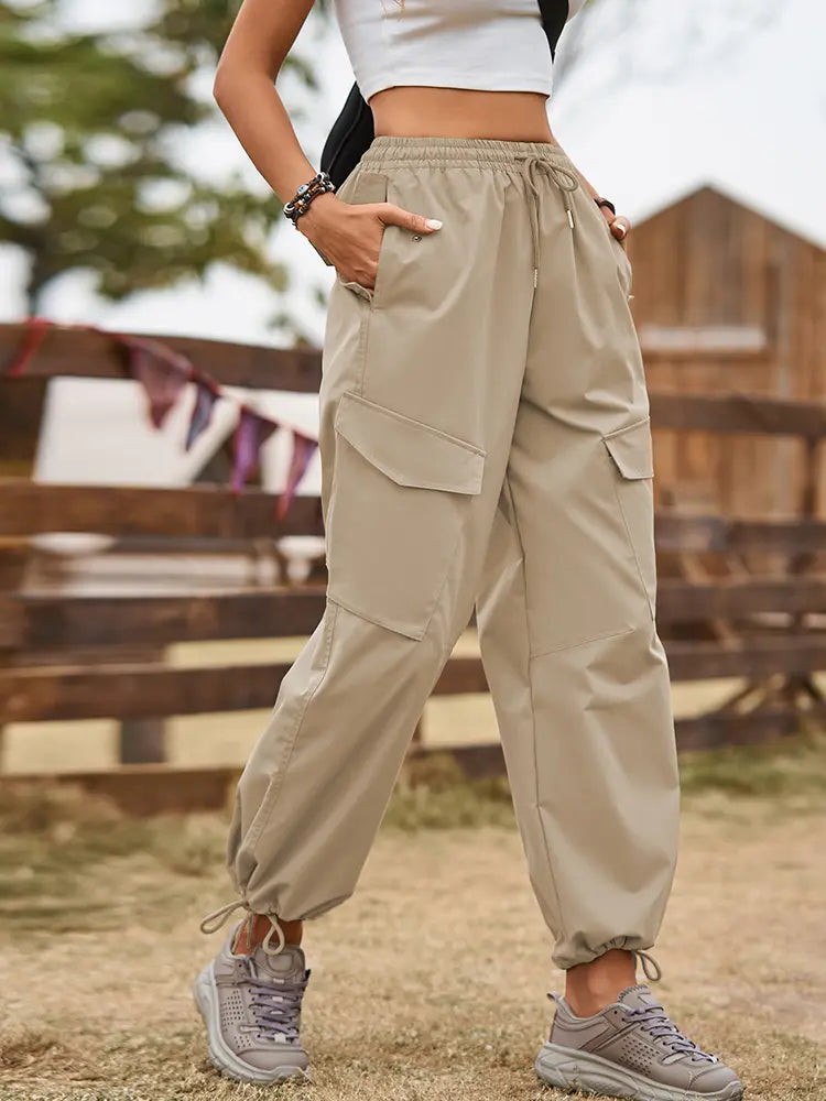 Street Style Drawstring Jogger Cargo Pants-Massicos