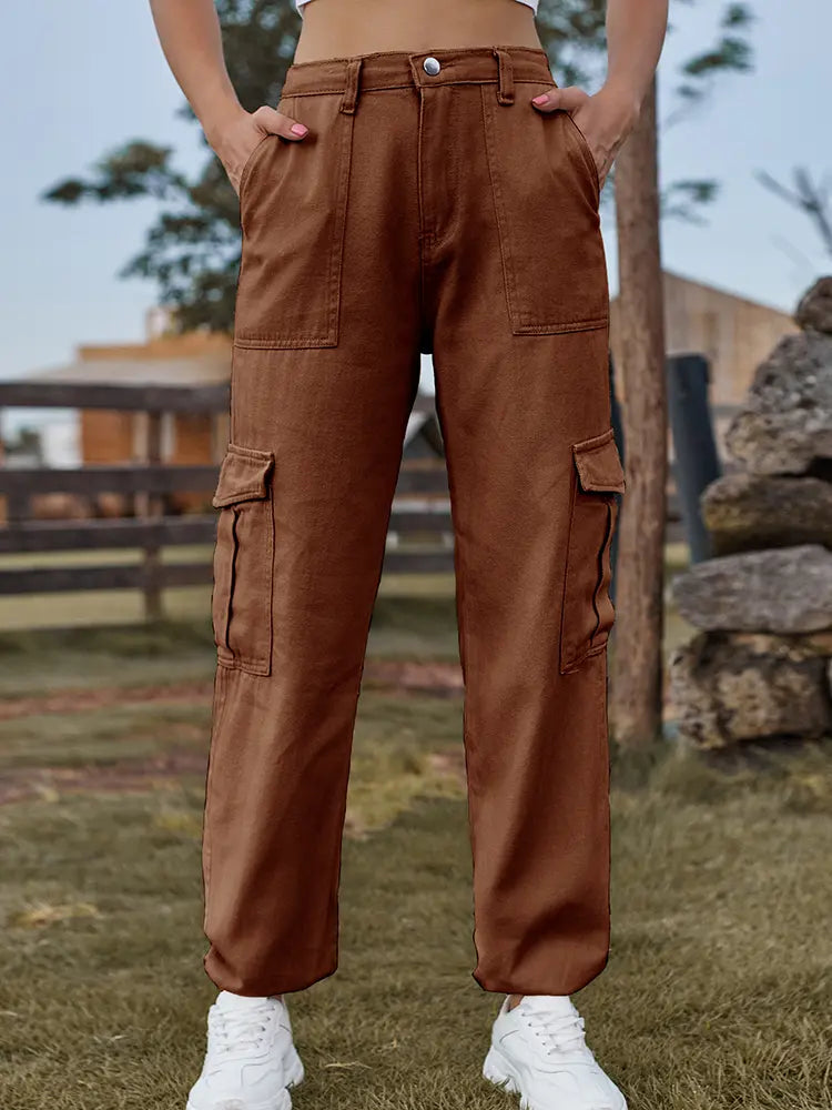 Trendy Elastic Waist Denim Jogger Pants-Massicos