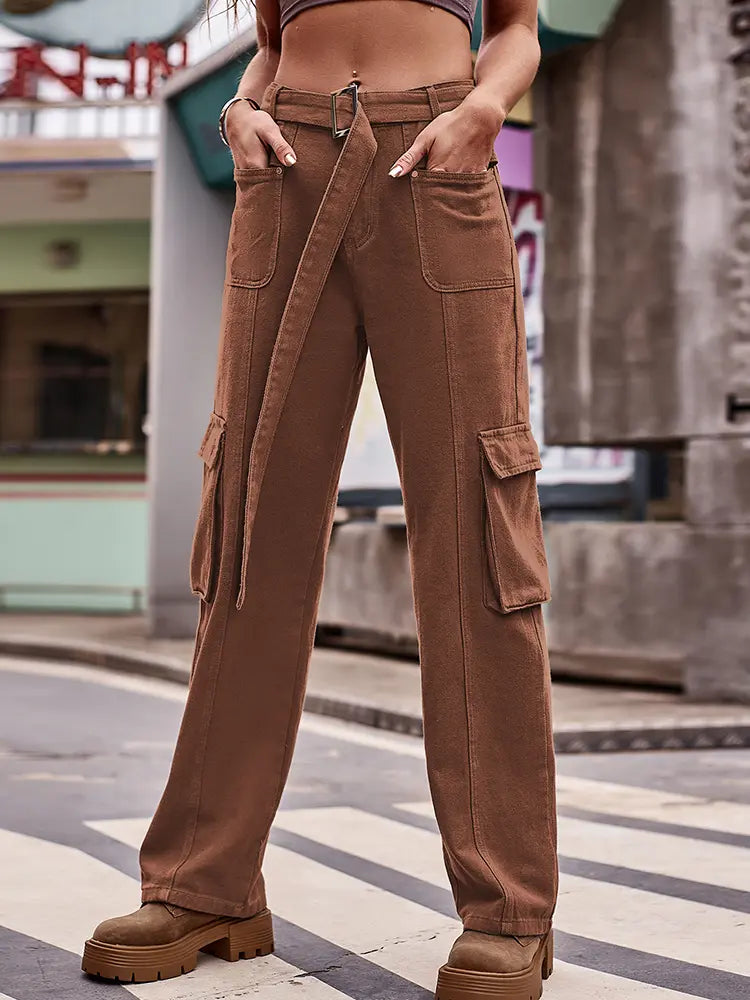 Trendy Urban Hip-Hop Denim Cargo Pants-Massicos