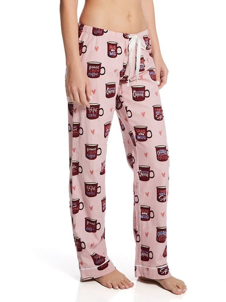 Heart & Coffee Cup Print Pajama Set-Massicos