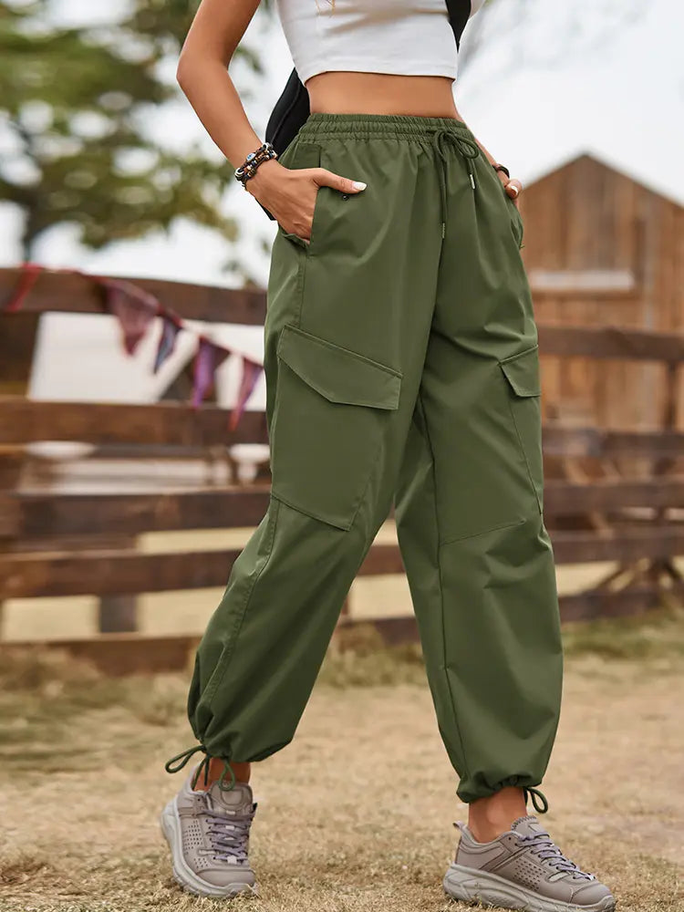 Street Style Drawstring Jogger Cargo Pants-Massicos