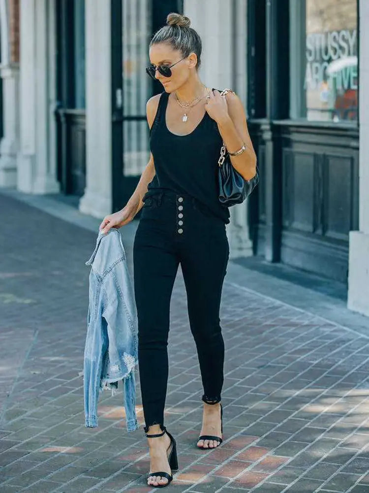 Stretch Slim-Fit Denim Pencil Boots Pants-Massicos