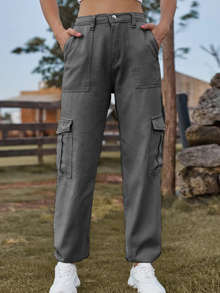 Trendy Elastic Waist Denim Jogger Pants-Massicos
