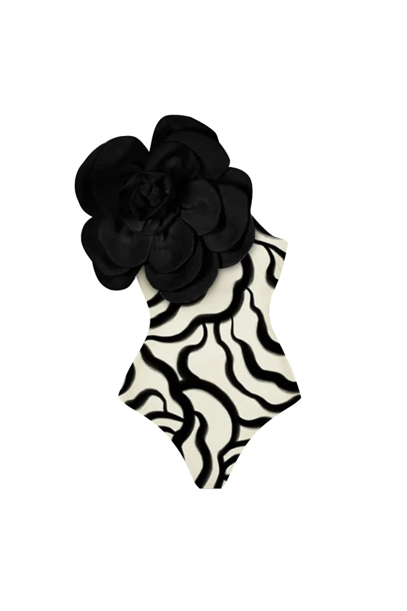 3D Floral One-Piece Swimsuit-ROVOLE