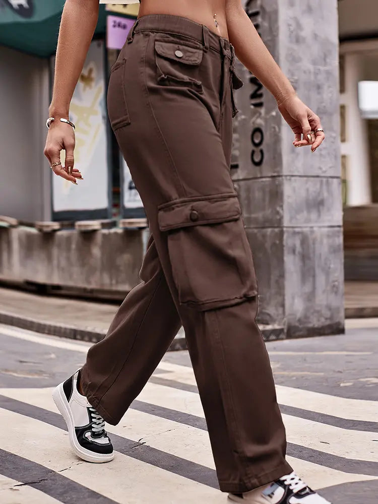 Multi-Pocket Utility Denim Cargo Pants-Massicos
