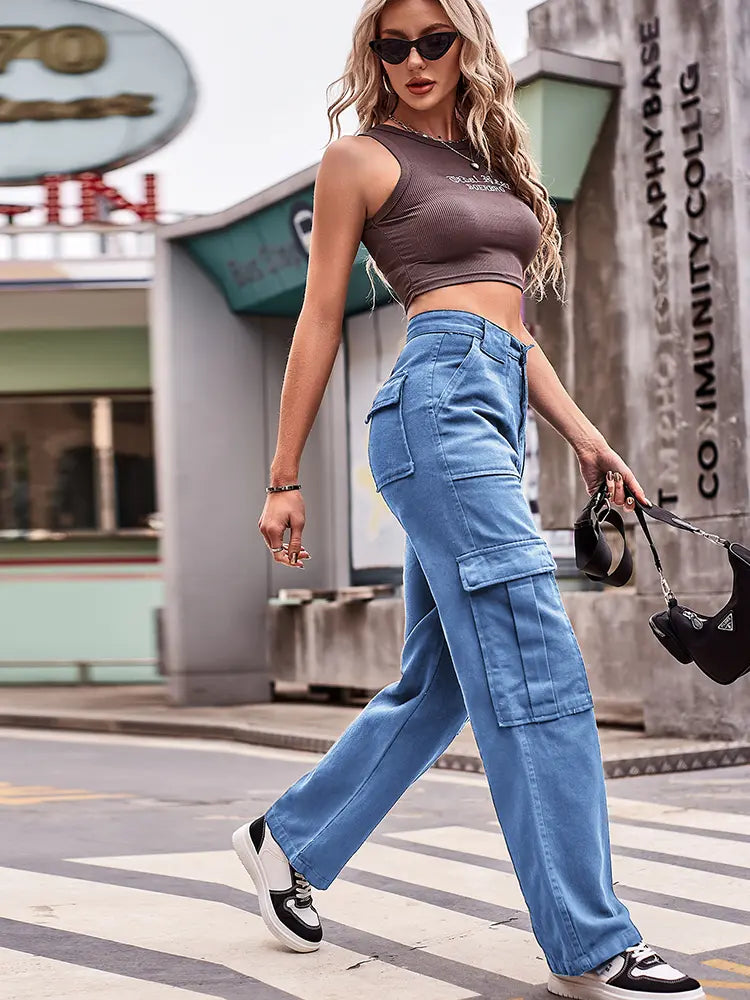 Versatile Multi-Pocket Jeans-Massicos