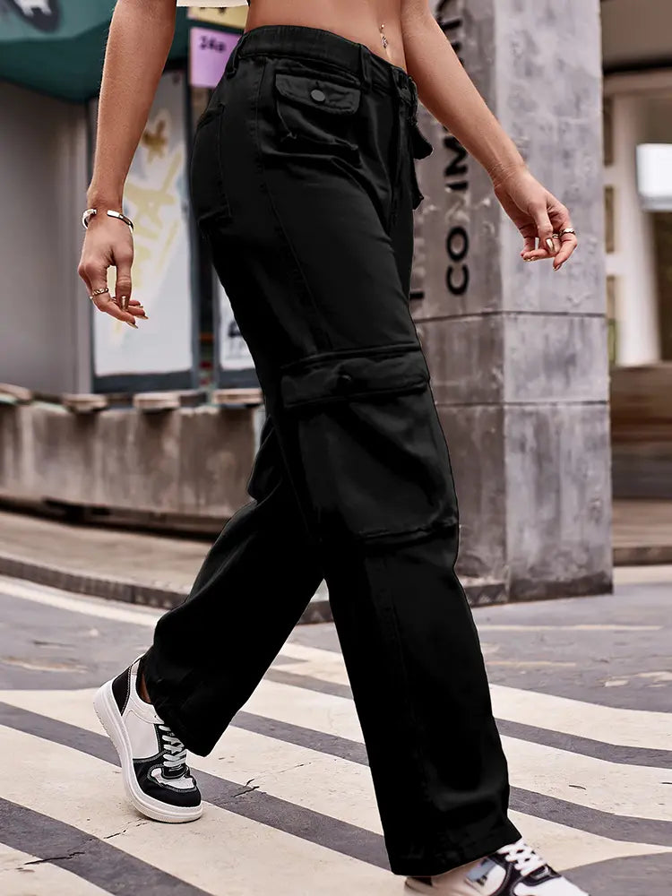 Multi-Pocket Utility Denim Cargo Pants-Massicos