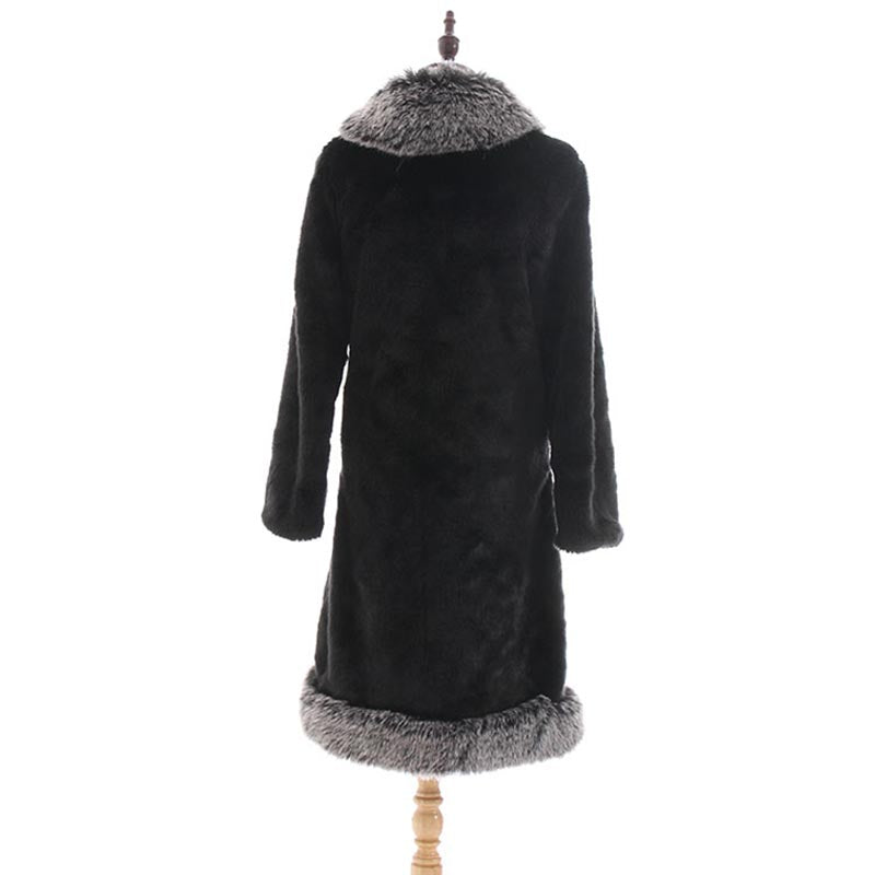 Black patchwork faux fur coats-Massicos