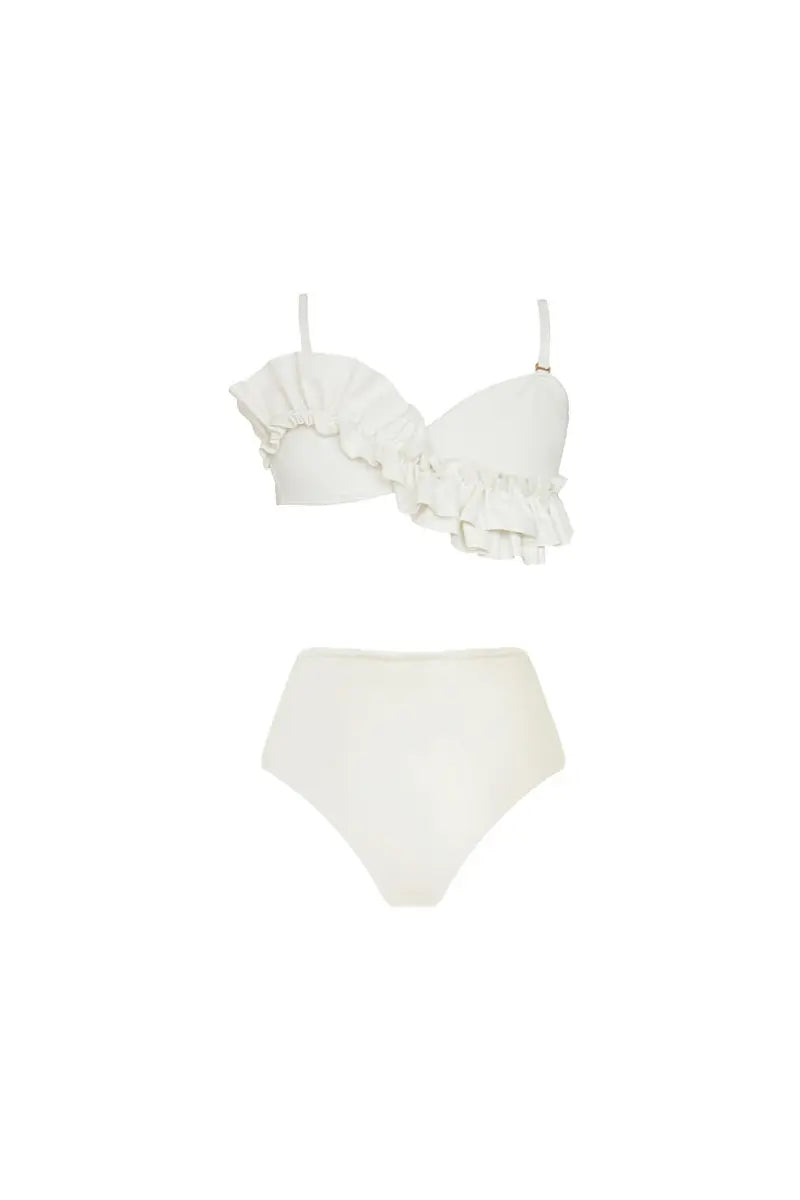 French Ruffle Solid Color Bikini Set-ROVOLE