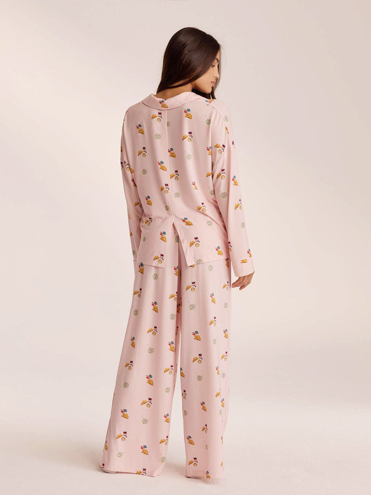 Food Print Pajama Set - Dusty Pink-Massicos