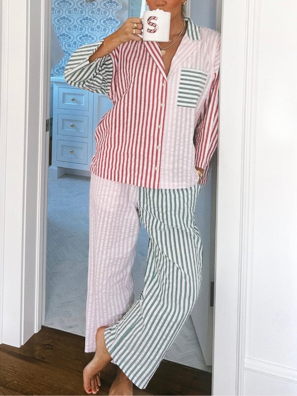 Holiday Tri-Stripe Pajama Set-Massicos