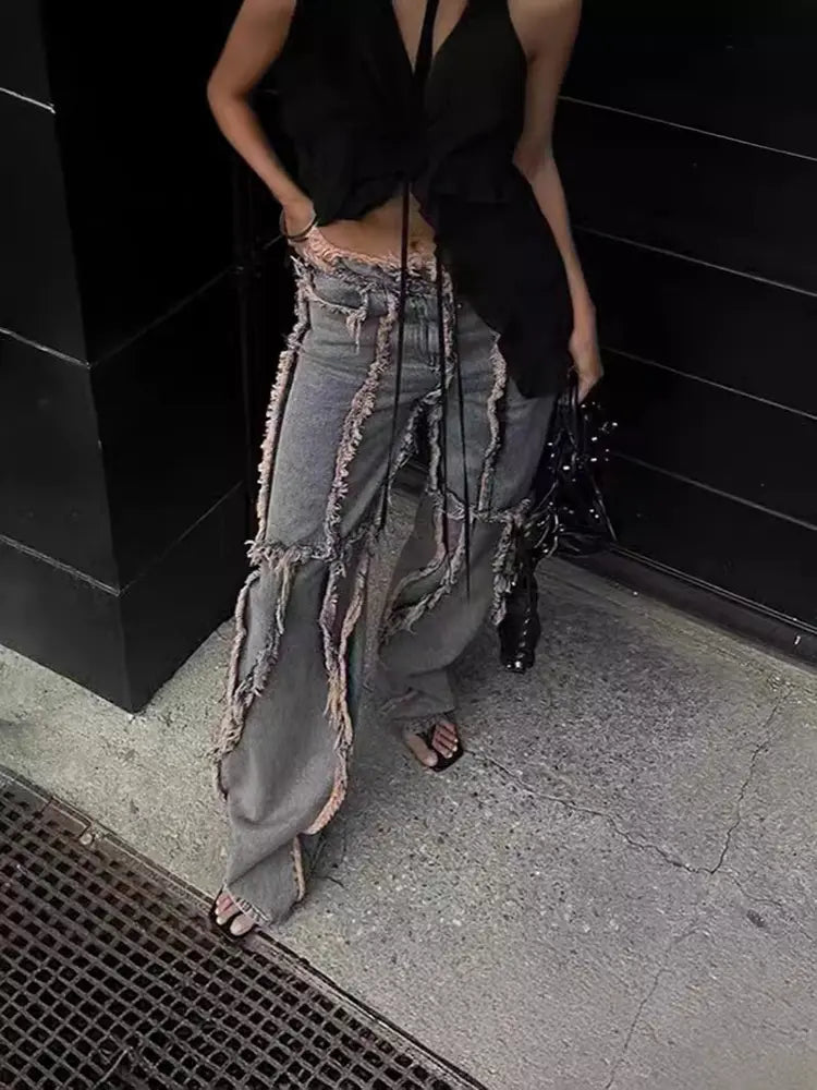 Trendy Retro Denim Pants-Massicos