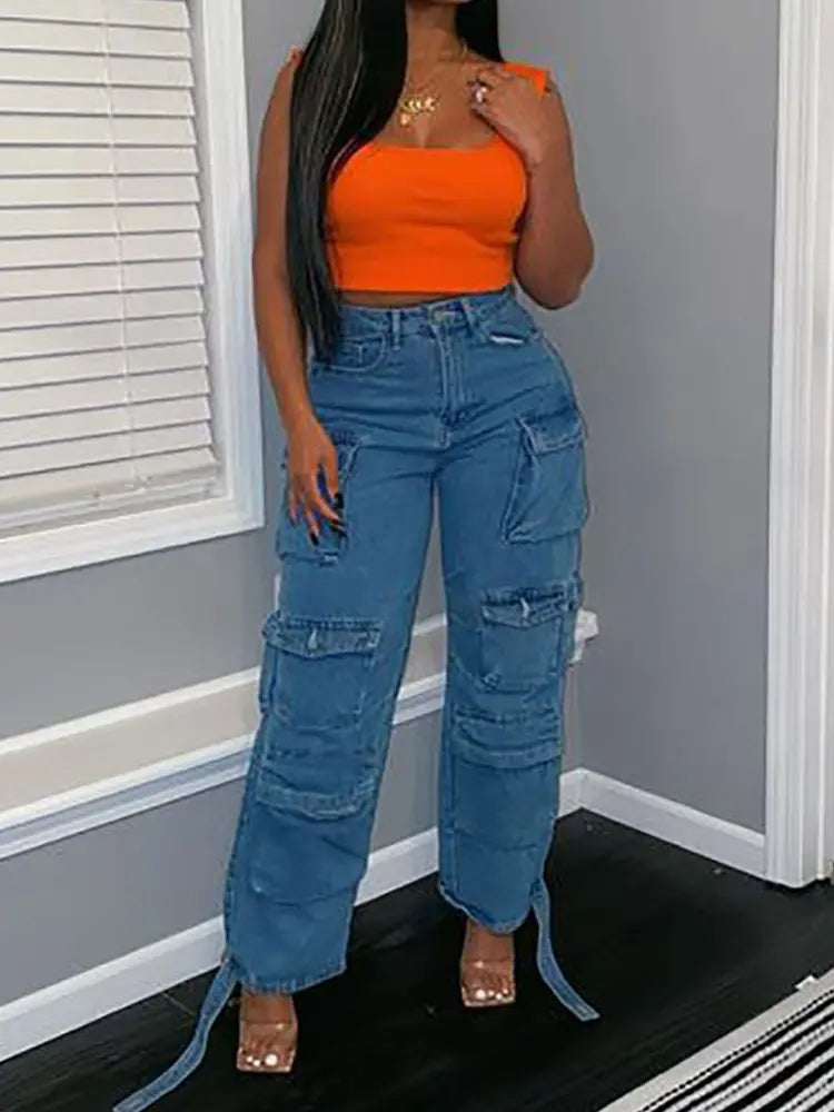 Trendy Multi-Pocket Denim-Massicos