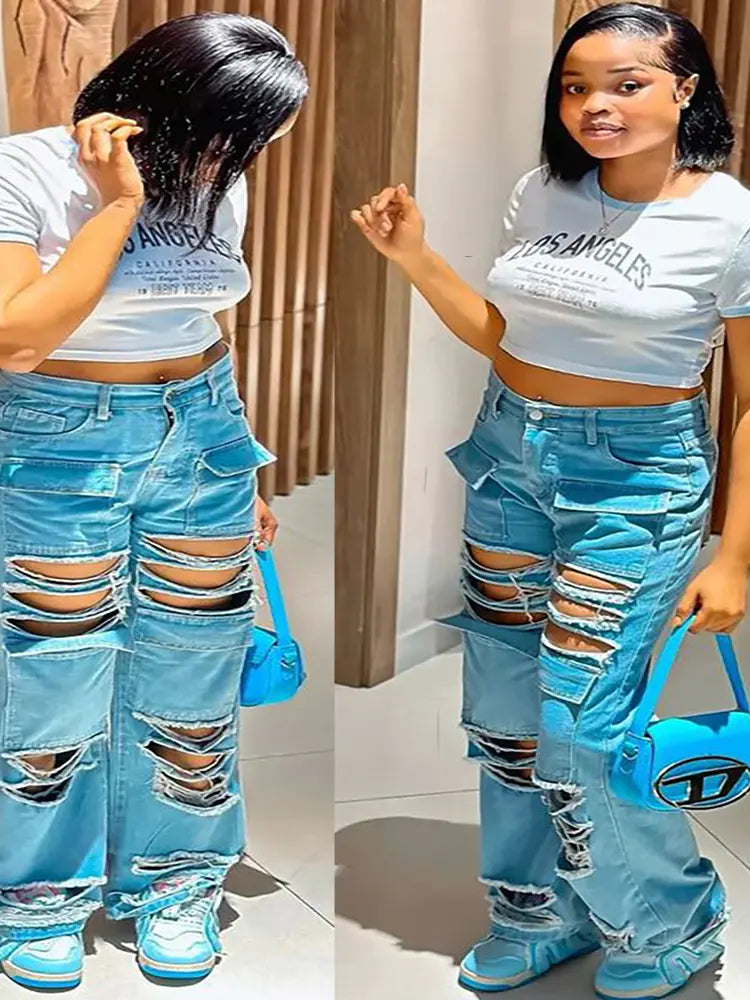 Edgy High-Waist Denim-Massicos