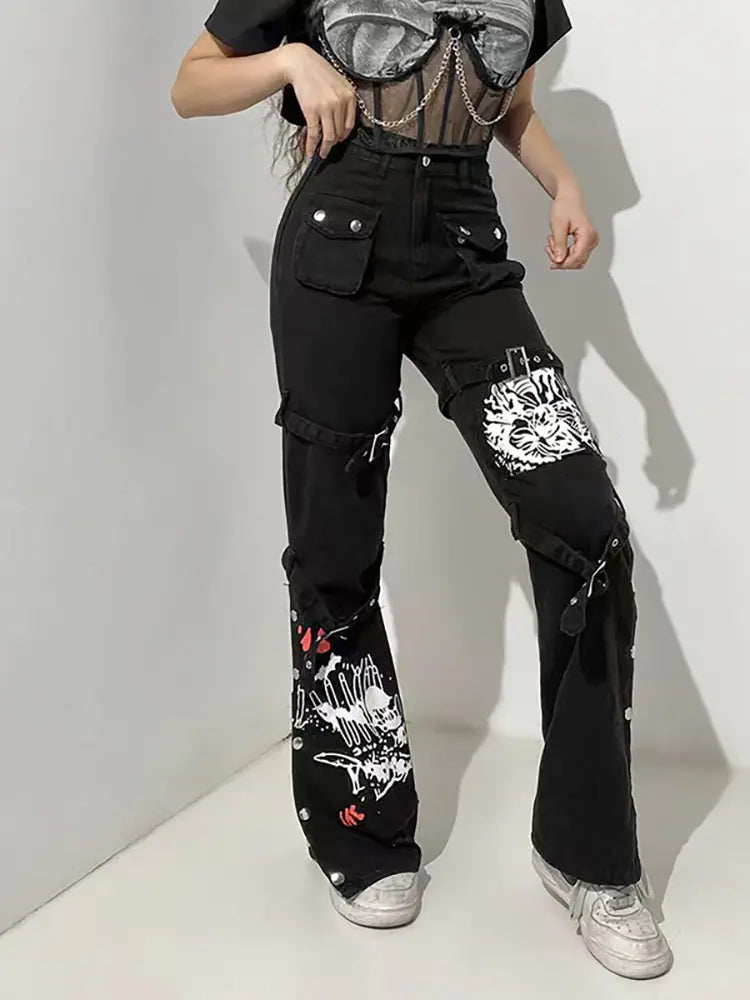 Street Style Printed Jeans-Massicos