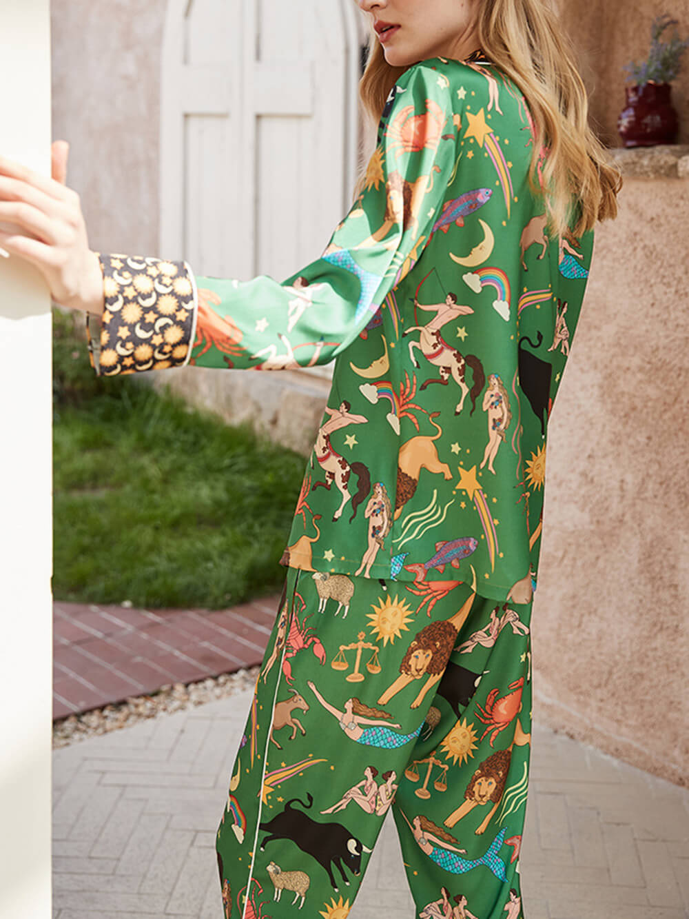 Green Constellation Print Pajama Set-Massicos
