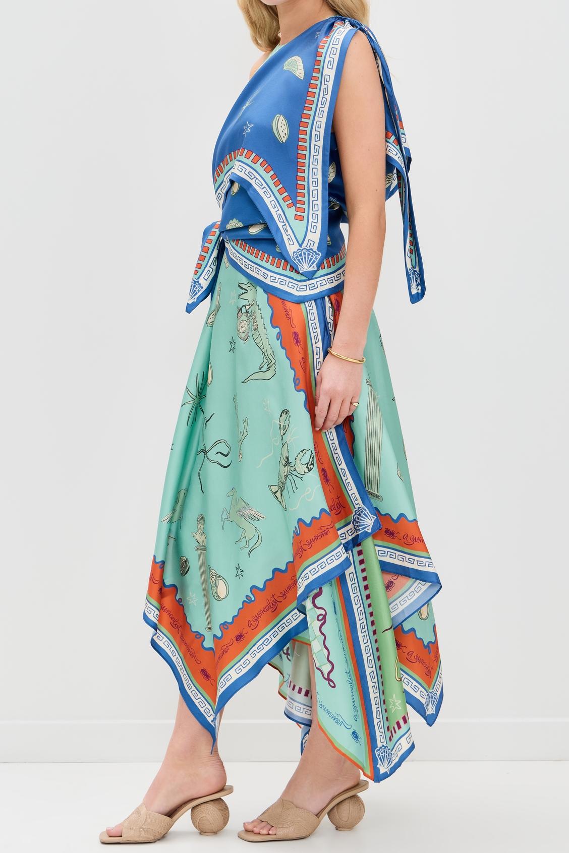 Surrealist Summer Scarf Midi Dress-ROVOLE