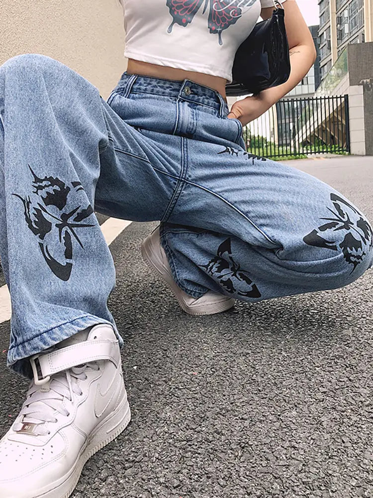 Printed Slim Fit Jeans-Massicos