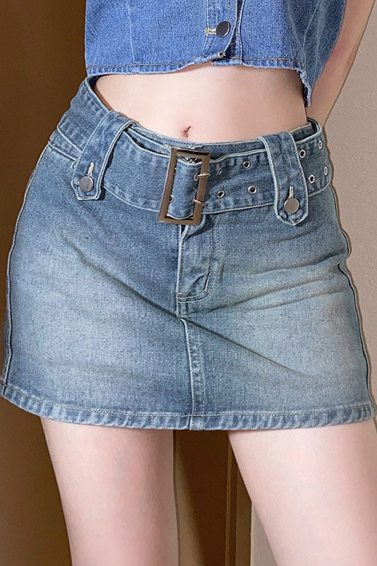 Short Denim Skirt Pants-ROVOLE