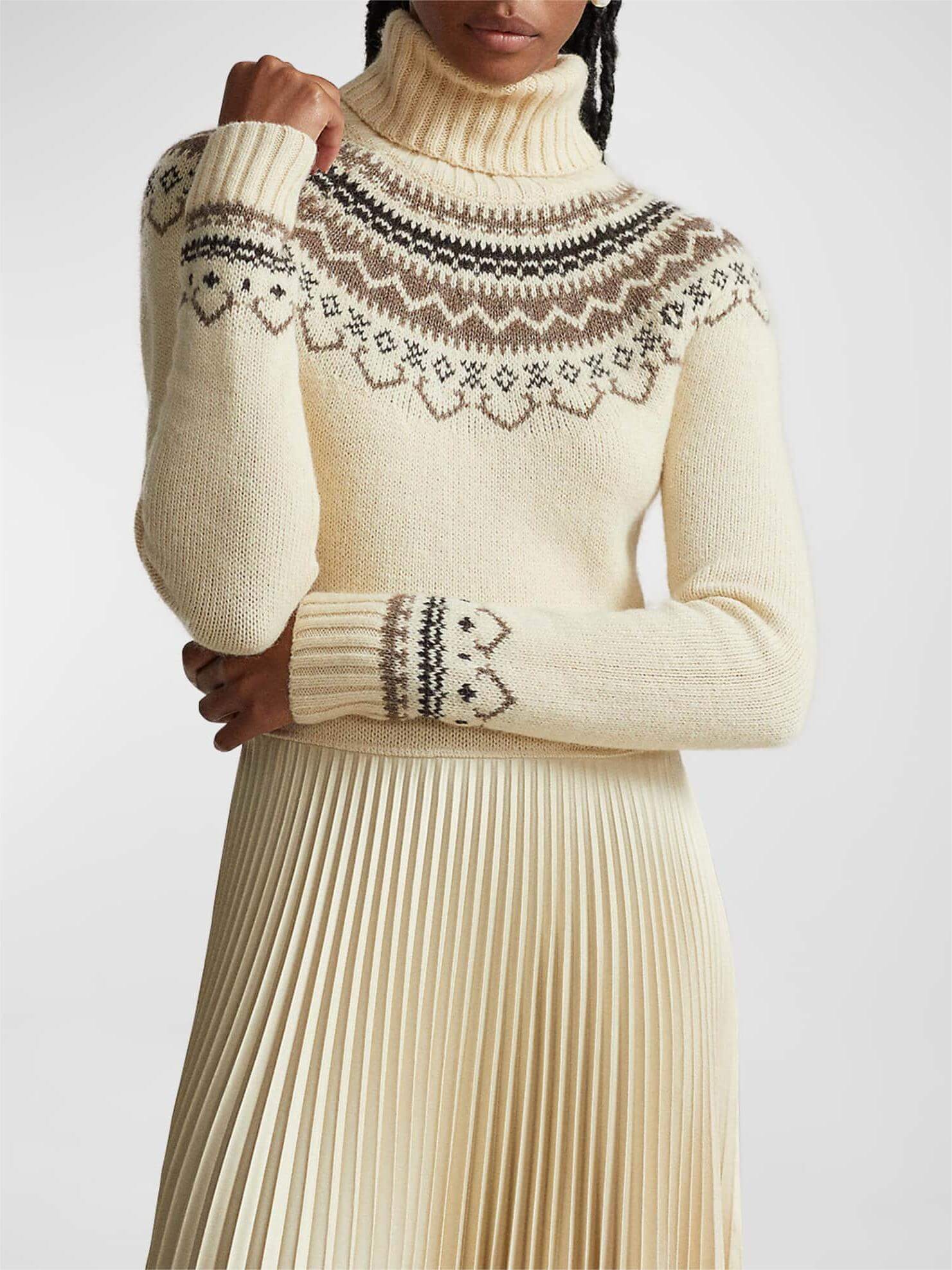 Hybrid Sweater-Pleated Turtleneck Dress-Massicos