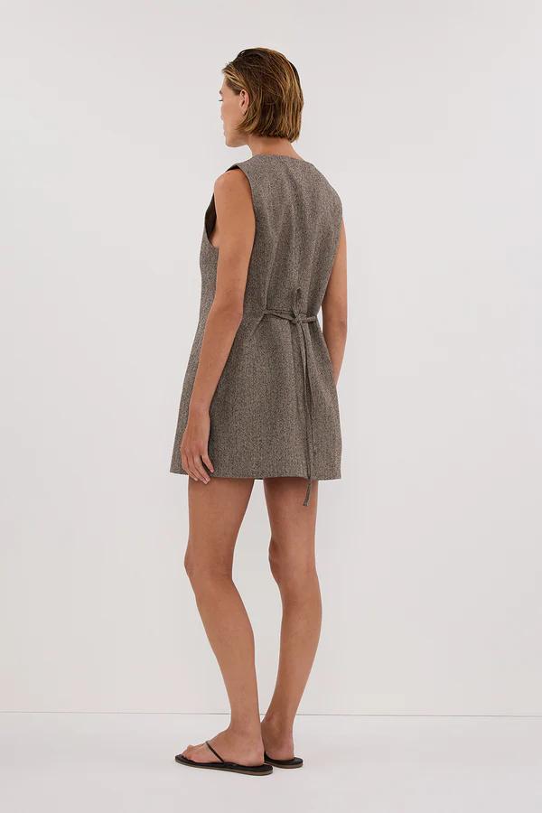 Frankie Choc Tweed Tunic Vest Set-ROVOLE