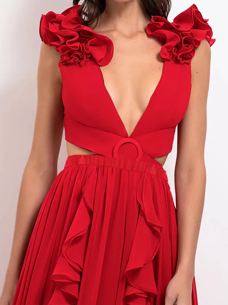 3D Floral Shoulder Embellished Cutout Swimsuit-ROVOLE