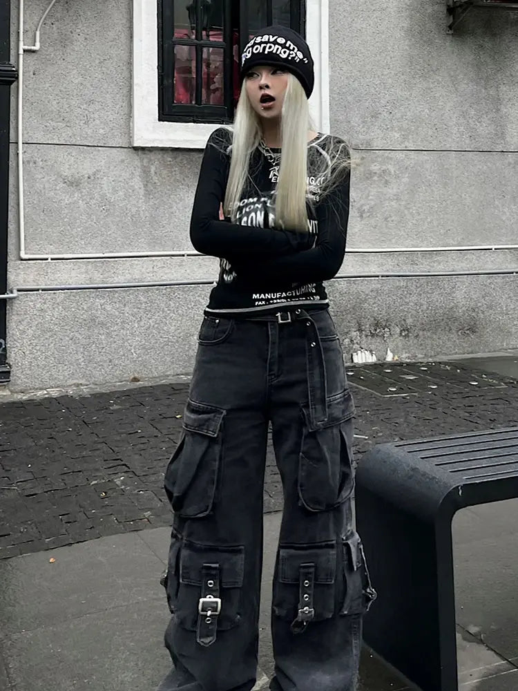 Women's Wide-Leg Denim Pants-Massicos