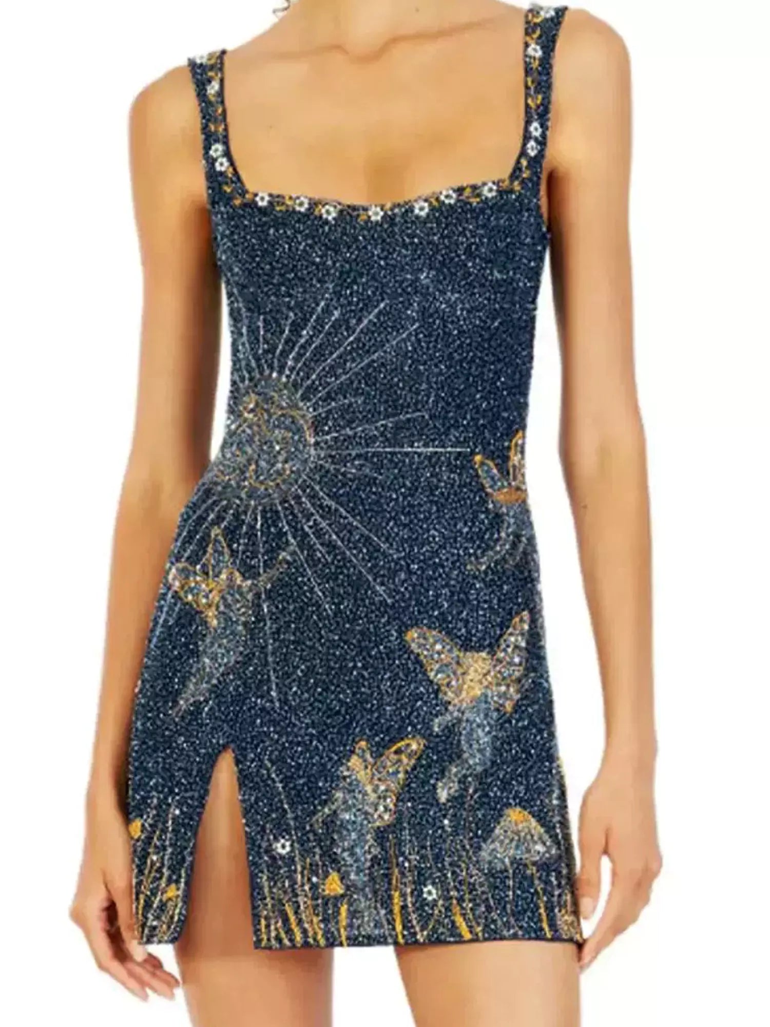 Uruqu's Crystal Strap Mini Dress-ROVOLE
