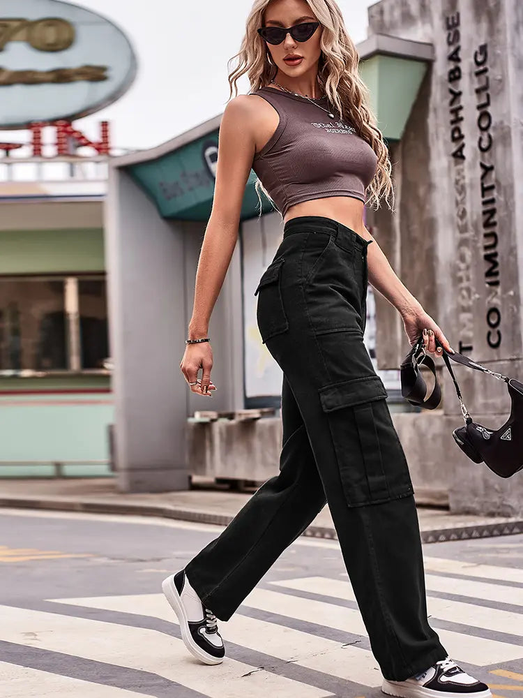 Versatile Multi-Pocket Jeans-Massicos