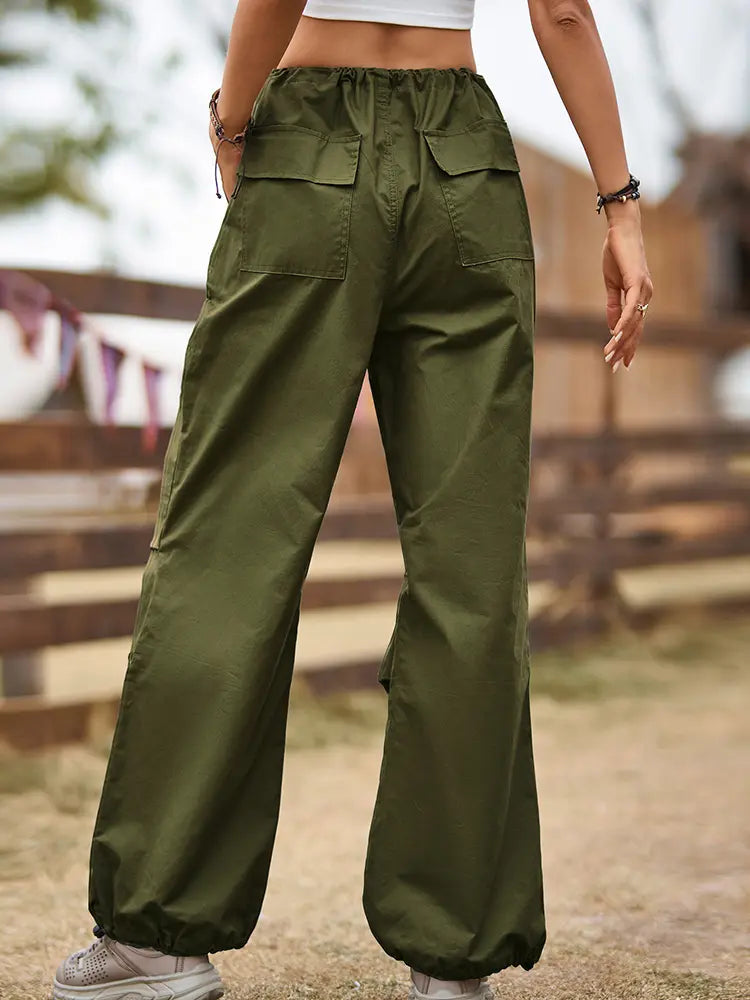 Vintage Street Style Drawstring Cargo Joggers-Massicos