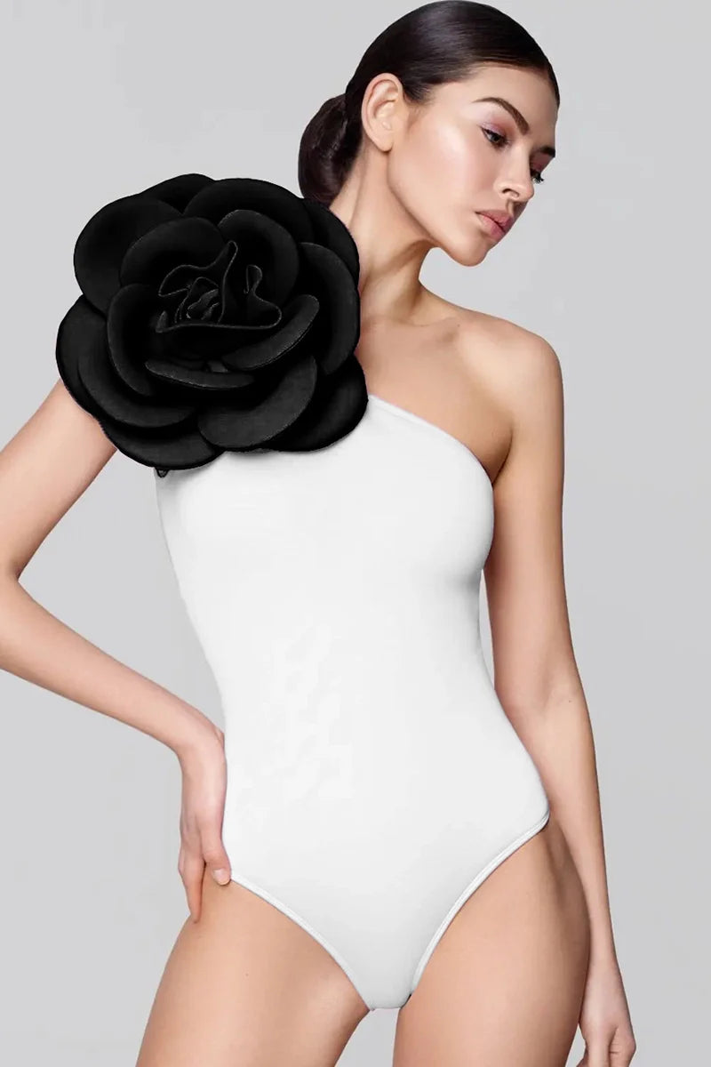 3D Floral Solid Color Swimsuit-ROVOLE