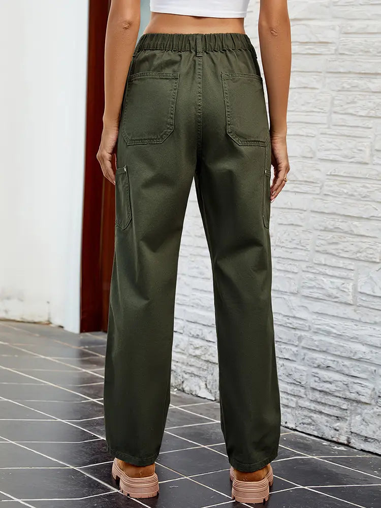 Slim Fit Washed Denim Cargo Pants-Massicos
