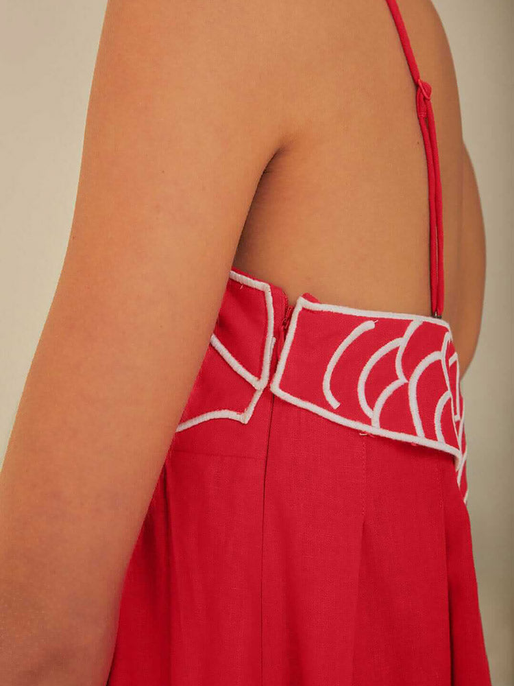 Fish Top Linen Blend Maxi Dress-Massicos