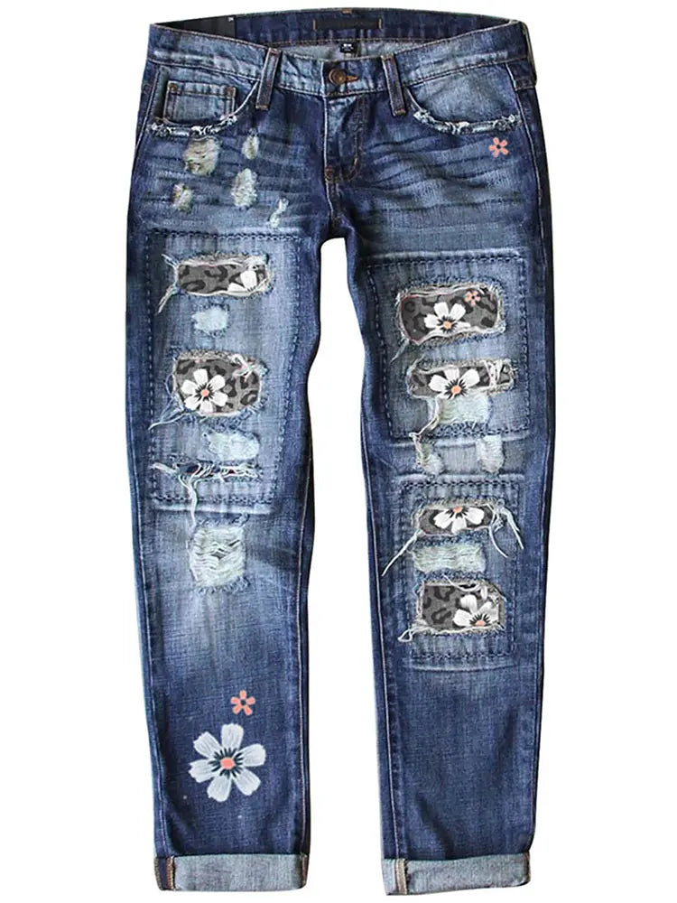 Fashionable Slim Fit Printed Jeans-Massicos