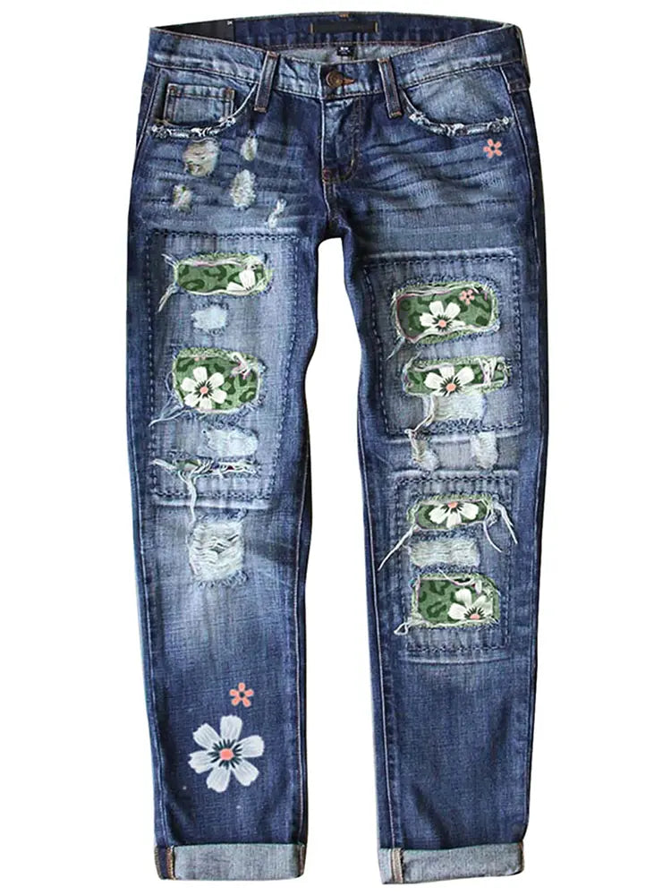 Fashionable Slim Fit Printed Jeans-Massicos