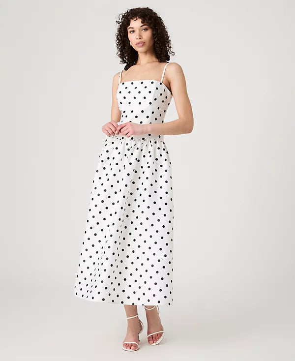 Strappy Polka Dot Midi Dress-Massicos