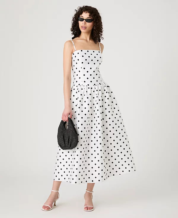 Strappy Polka Dot Midi Dress-Massicos