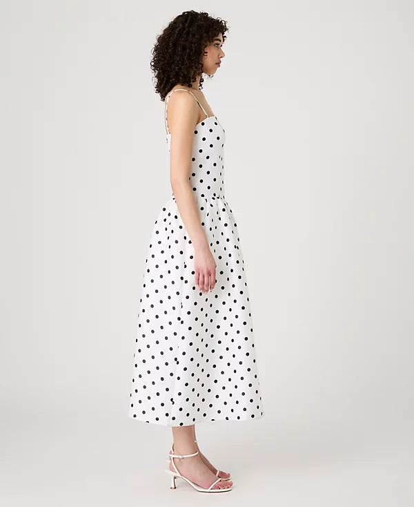 Strappy Polka Dot Midi Dress-Massicos