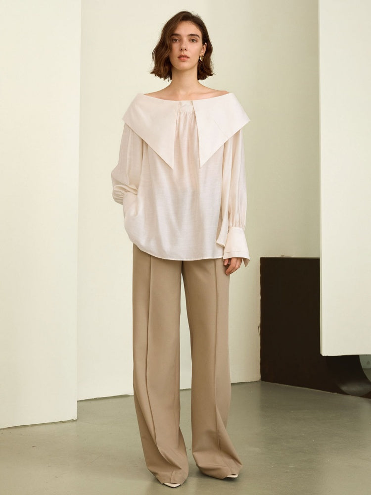 Elegant High waist Wide-Leg Suiting Trousers-Massicos