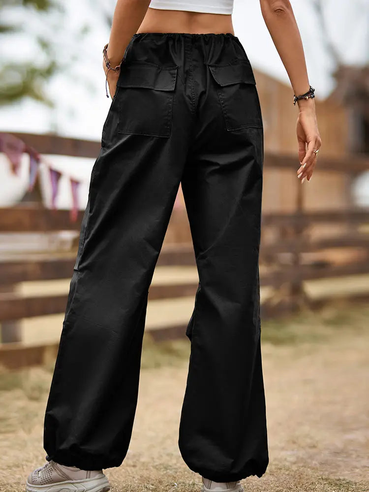 Vintage Street Style Drawstring Cargo Joggers-Massicos