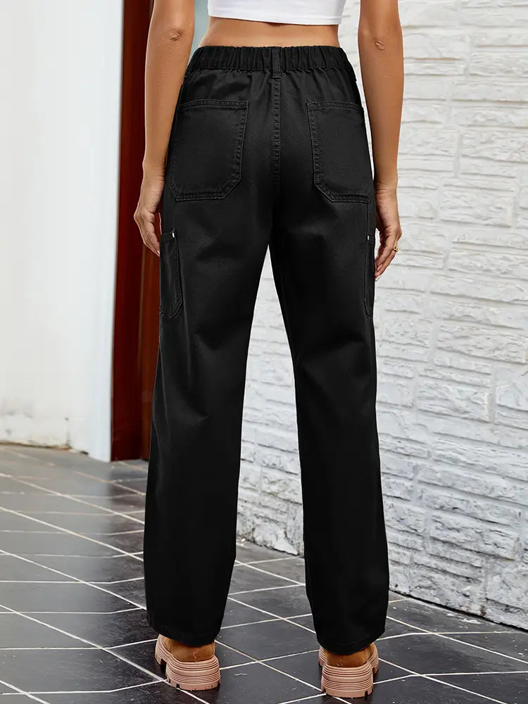 Slim Fit Washed Denim Cargo Pants-Massicos