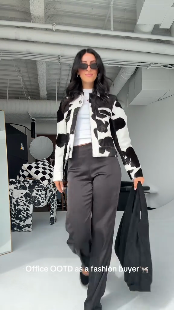 Cow - Print Faux Fur Jacket-Massicos