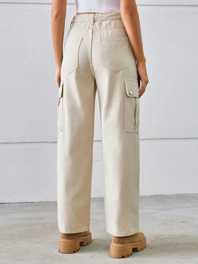 Adjustable Drawstring Denim Pants-Massicos