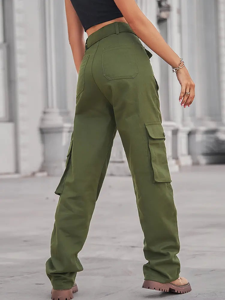 Washed Multi-Pocket Denim Cargo Pants-Massicos