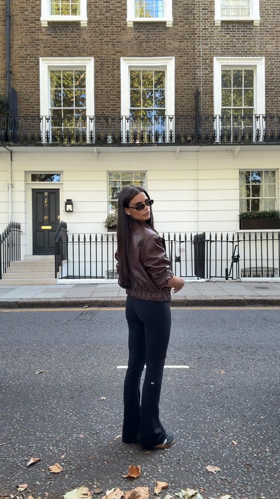 Brown leather biker jacket-Massicos
