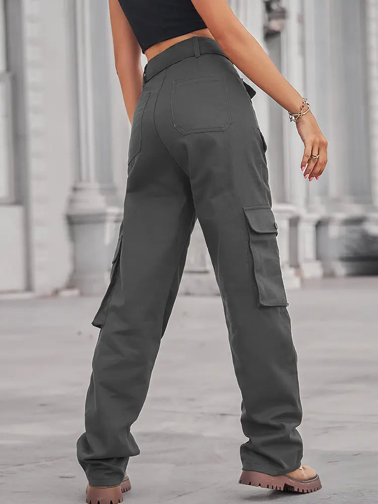Washed Multi-Pocket Denim Cargo Pants-Massicos