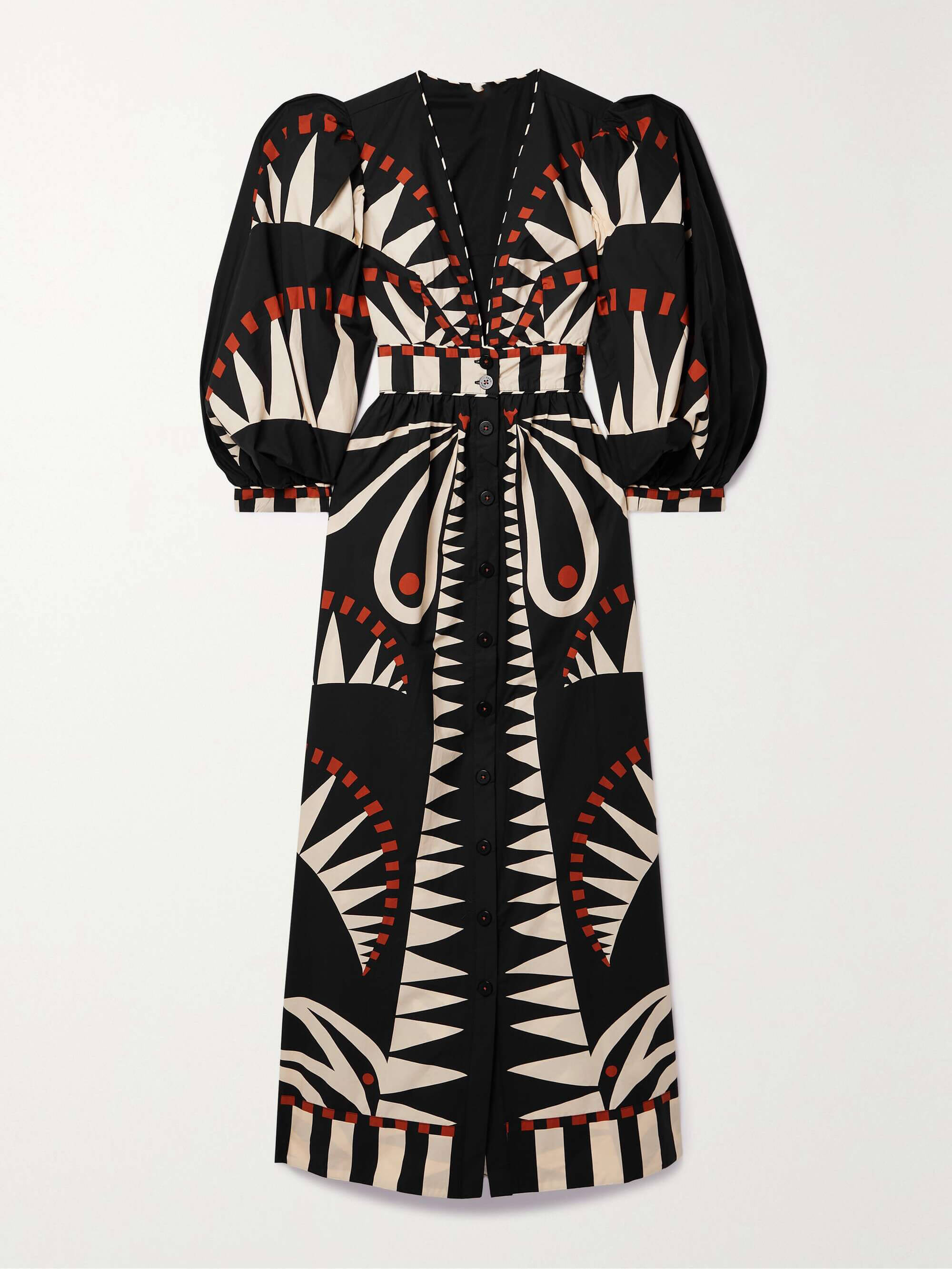 Unique Coconut Jungle Print Puff Sleeve Long Midi Dress-Massicos