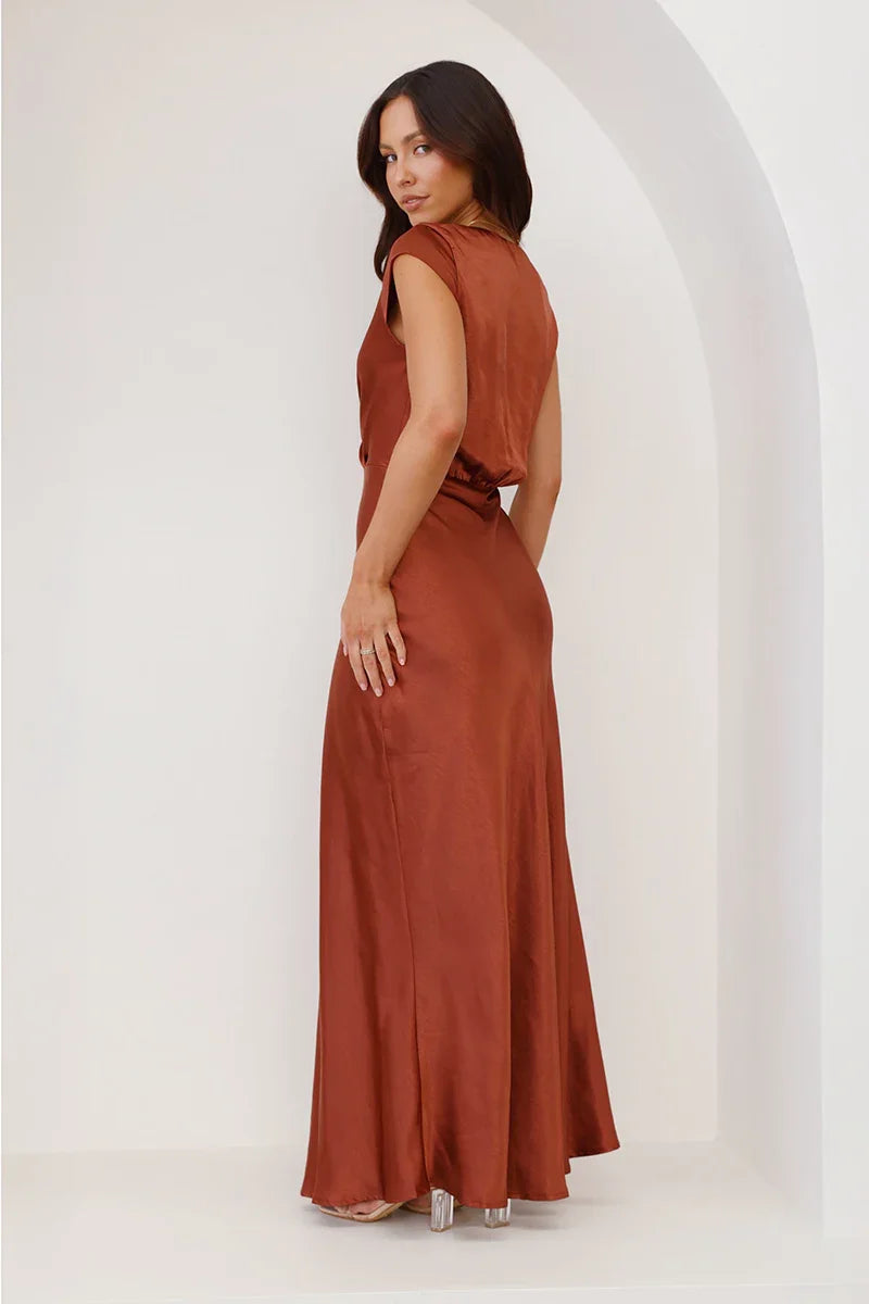 Selma Maxi Dress - Rust-ROVOLE
