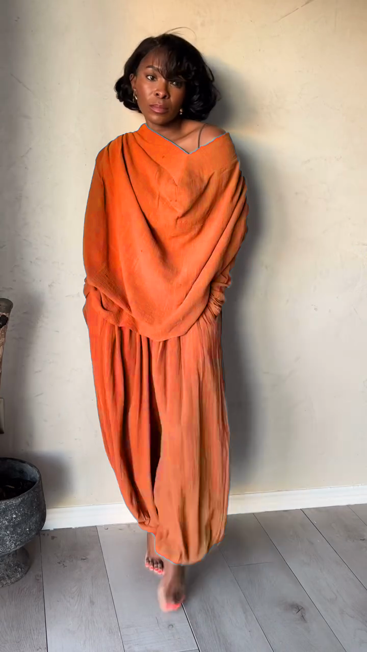 Taupe Off - the - Shoulder Top and Baggy Pants Set-Massicos