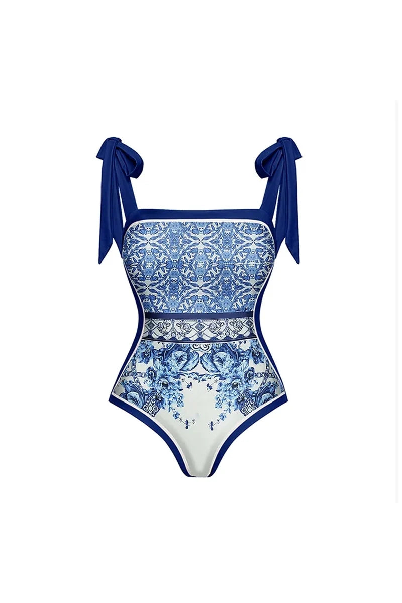 Boho Print One Piece Swimsuit-ROVOLE